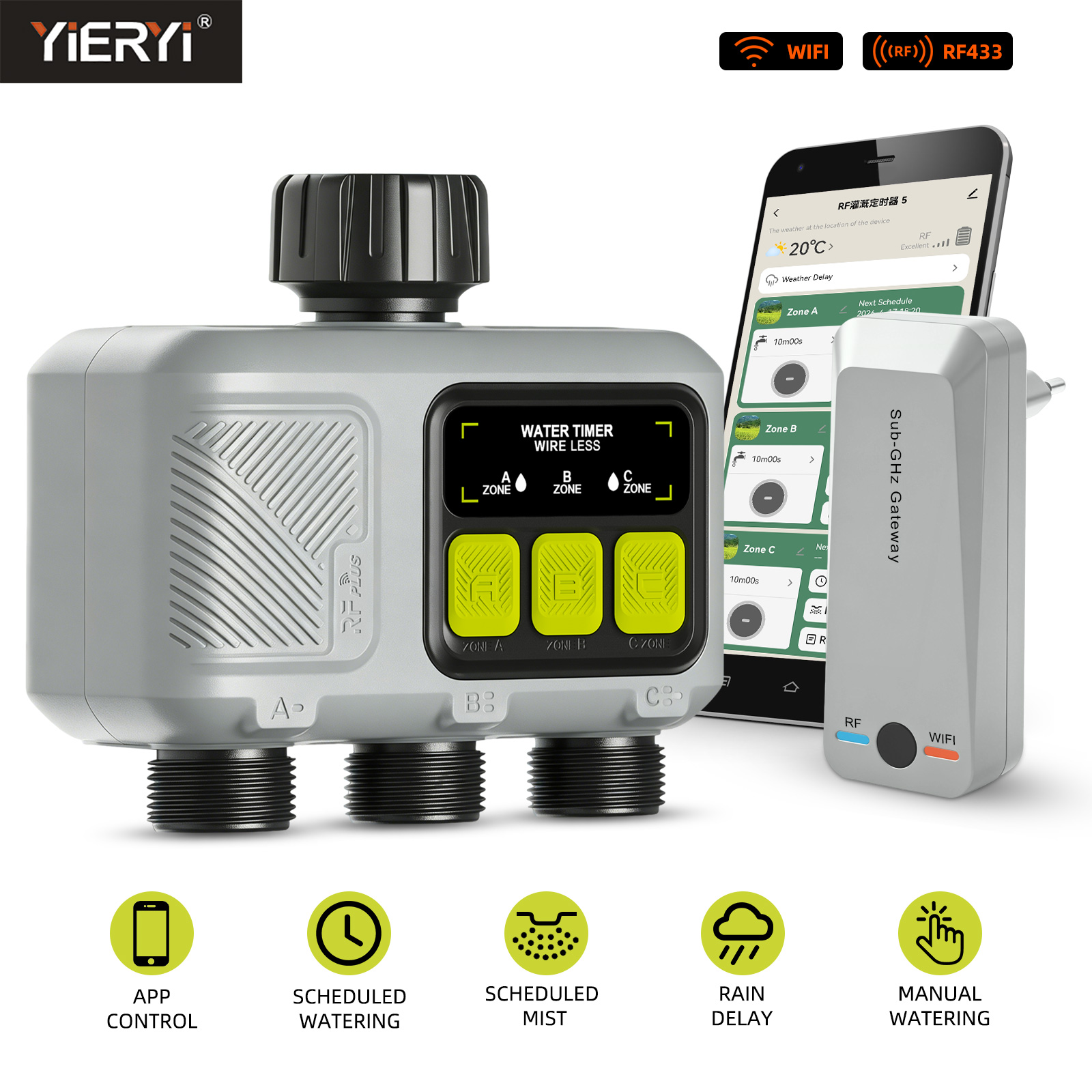 Yieryi 3-Zone Smart Water Time - App Smart Garden review and price